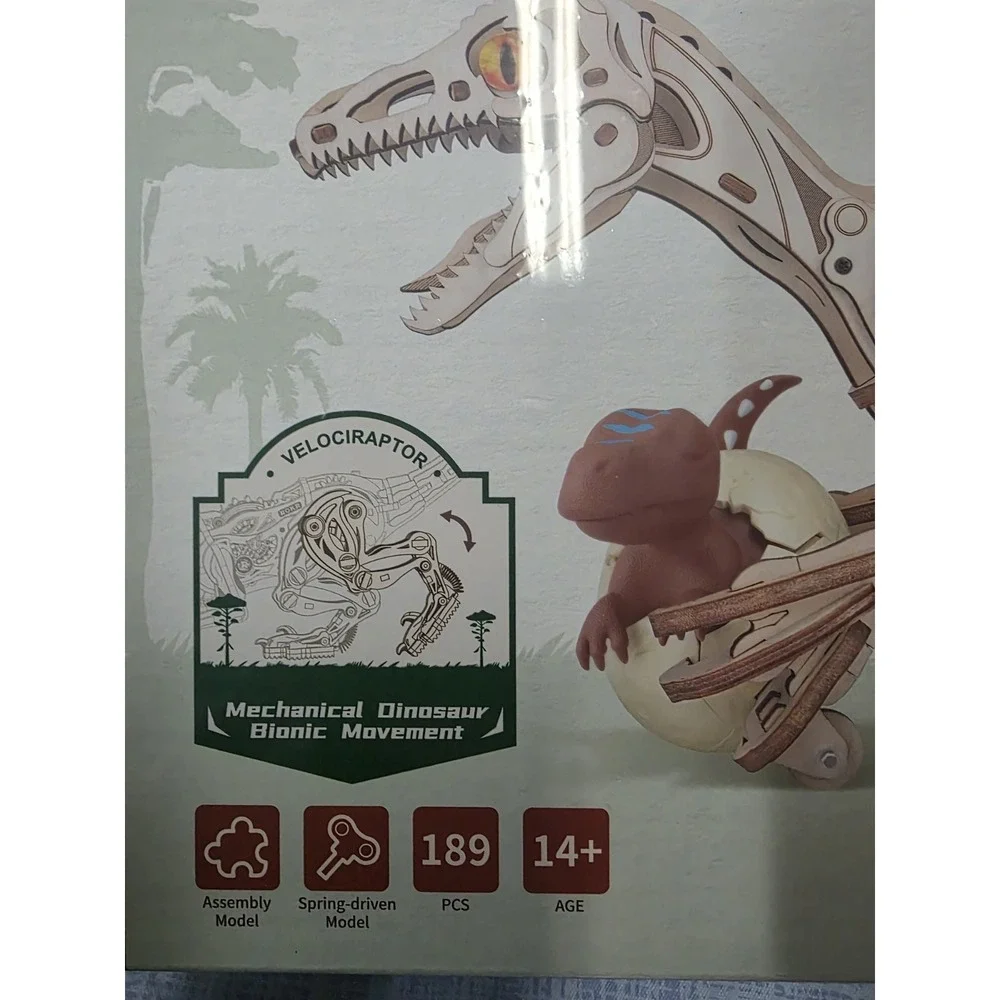Velociraptor Mechanical Model Kit-3D Puzzle Assembly STEM Toy Moving Dinosaur